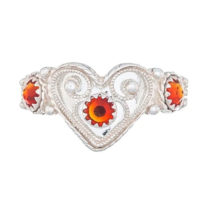 Hovedbilde Ring Justerbar Silver Oransje Stein